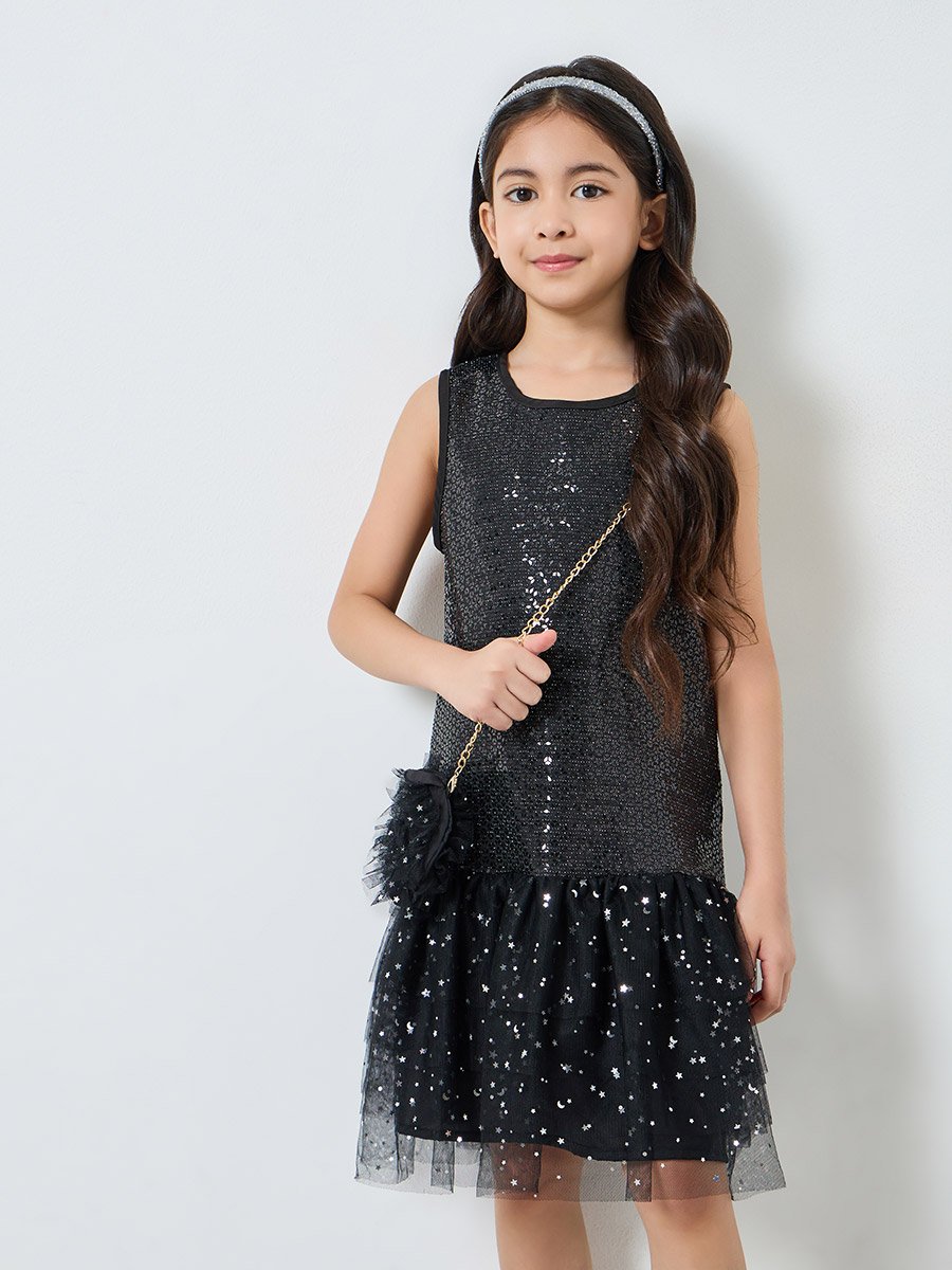 woman elegant dress Girls' Sequin Tutu Dress – Butterfly Sleeve Party Dress main image 1