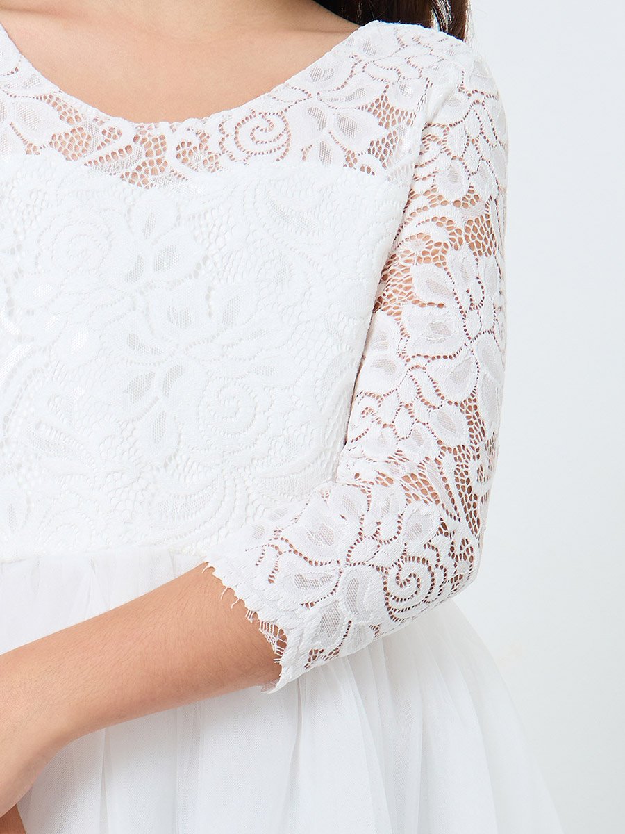 White All Lace V-Back Dress