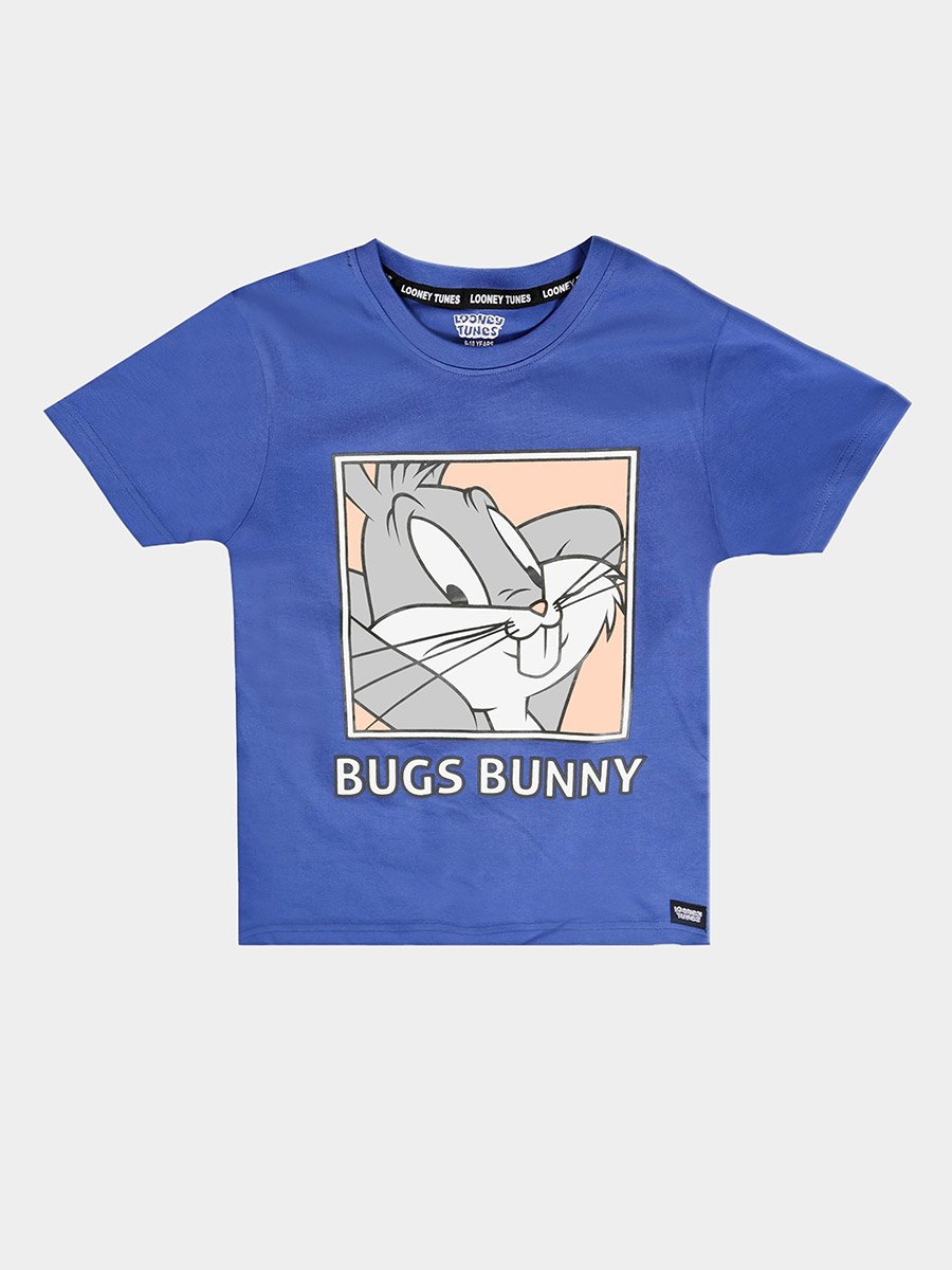 Kids Blue Cotton Bugs Bunny Graphic T-Shirt
