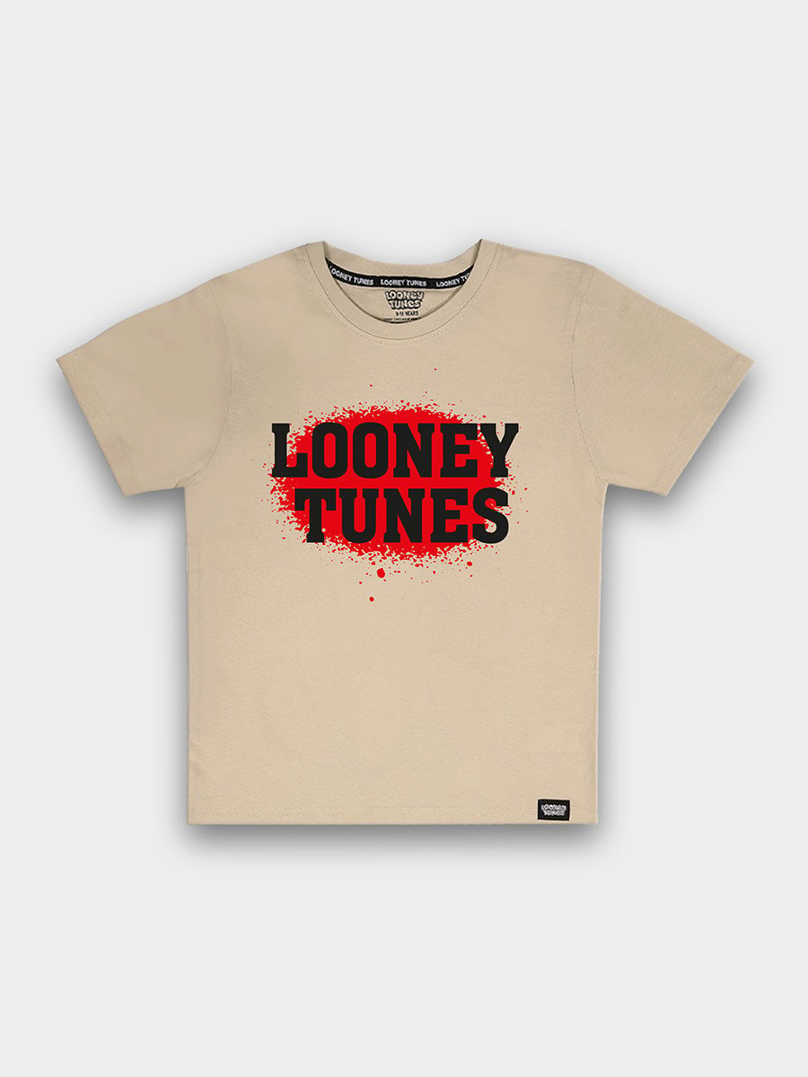 Kids Beige Cotton Looney Tunes Print T-Shirt