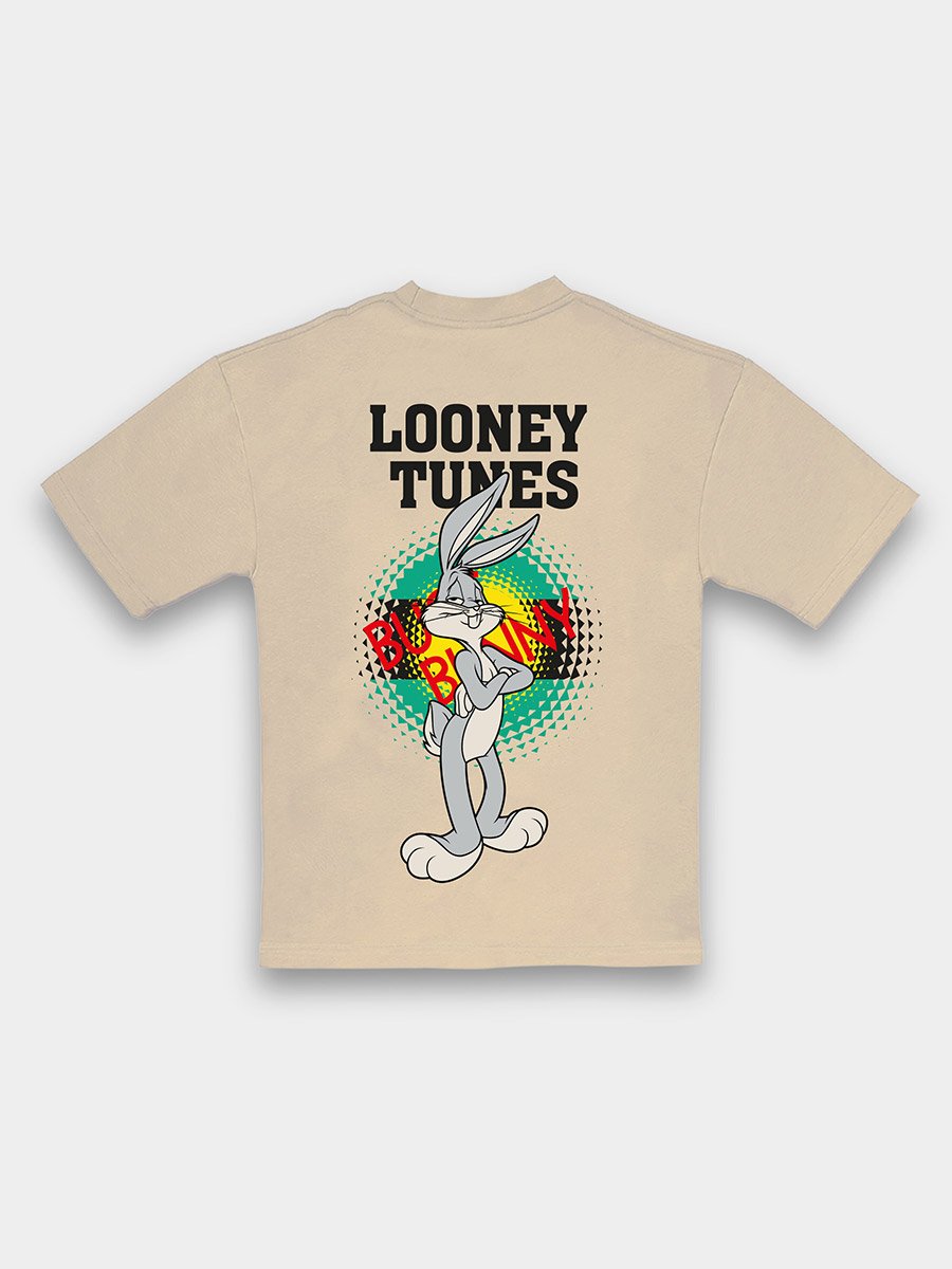 Kids Beige Cotton Looney Tunes Print T-Shirt