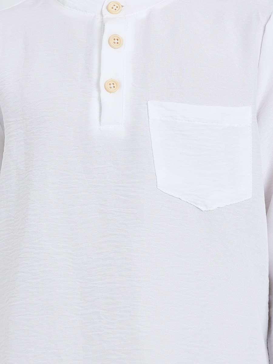 Boys White Shirt and Beige Pant Set