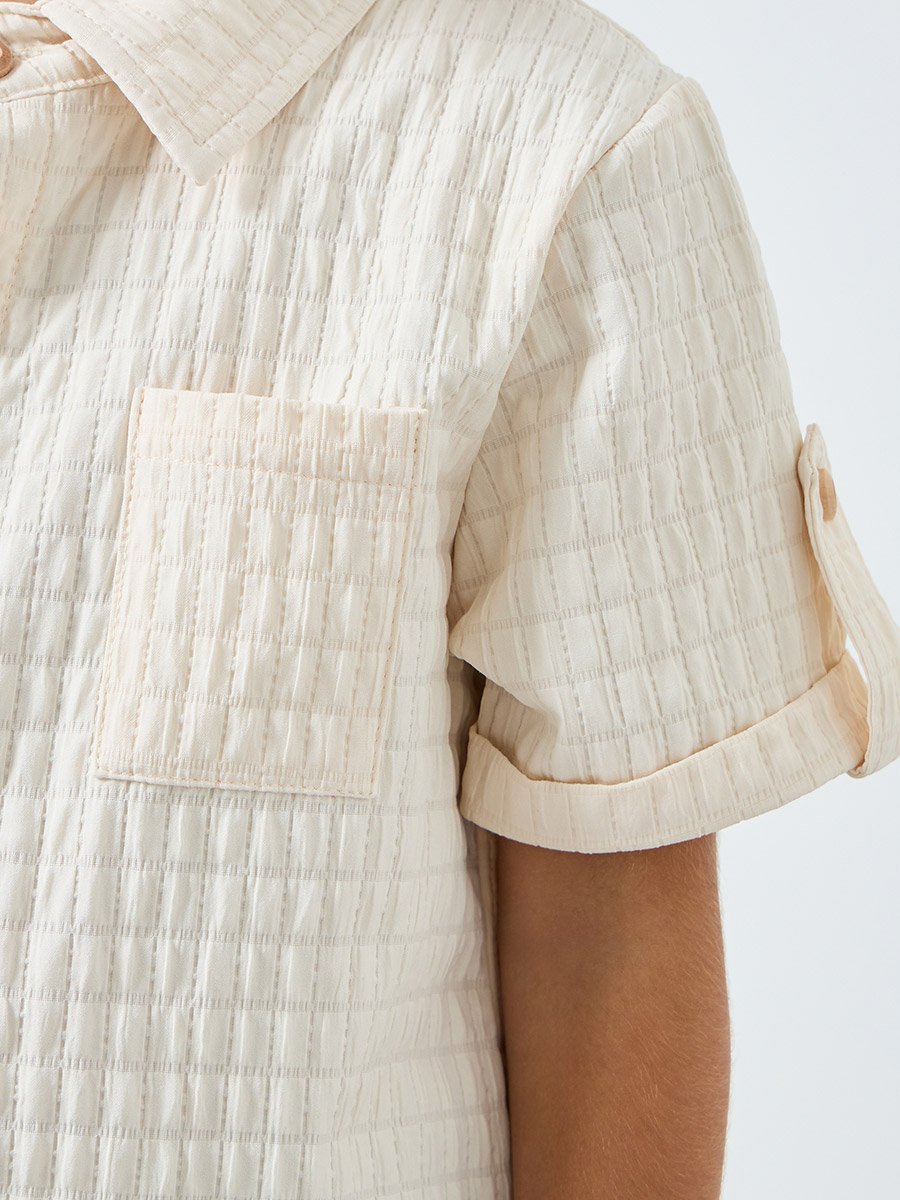 Boys Textured Collared Shirt and Shorts Set
