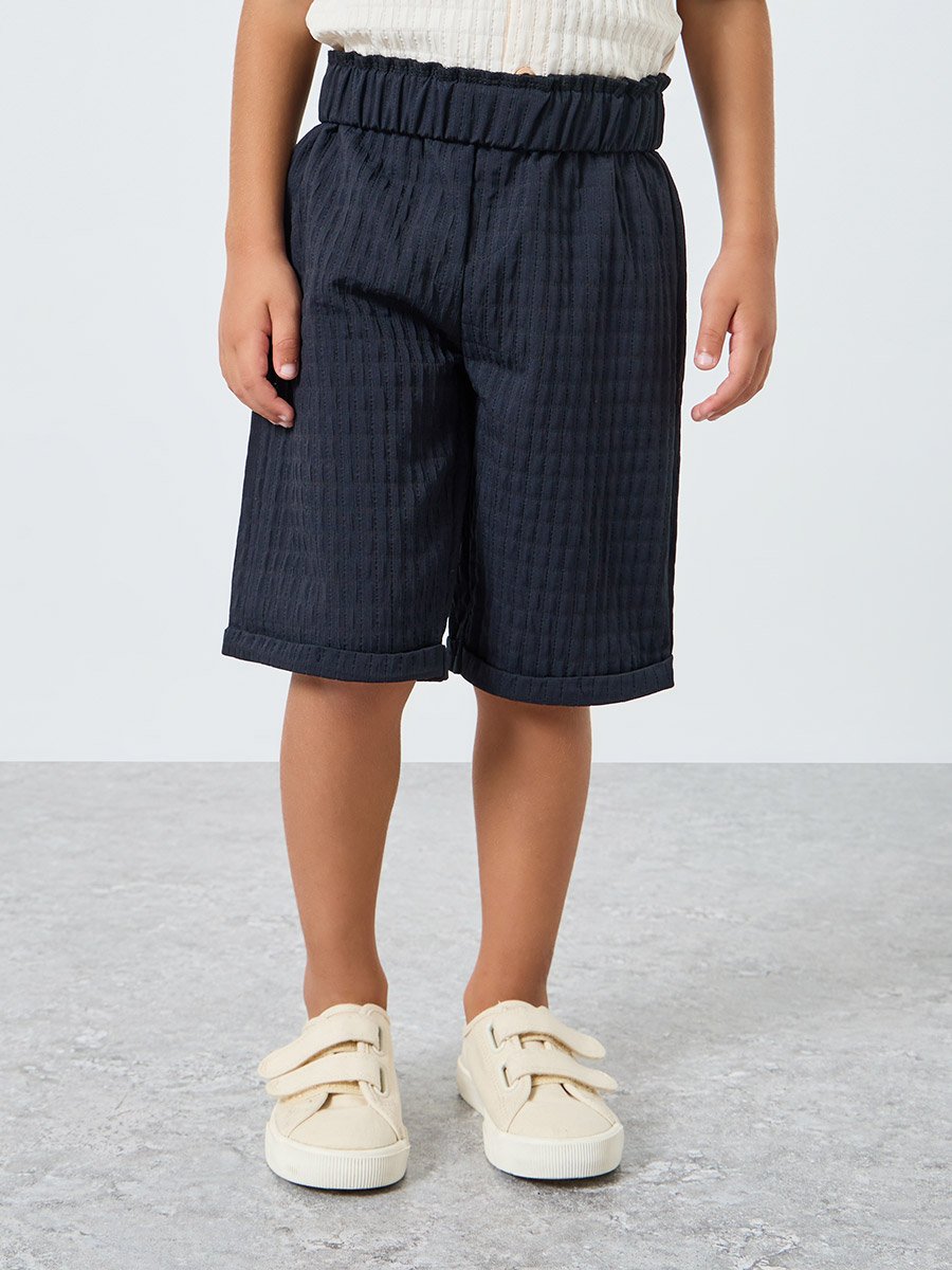 Boys Textured Collared Shirt and Shorts Set