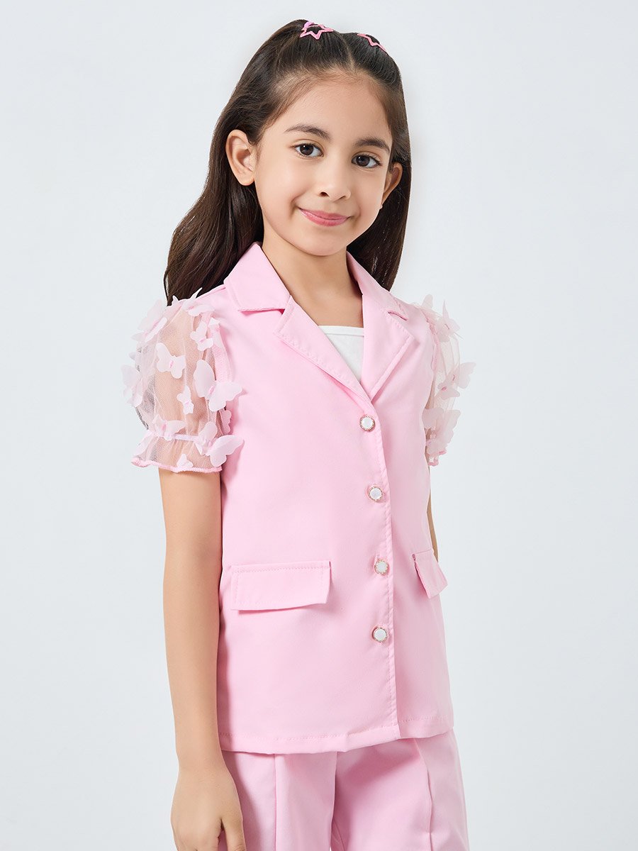 3-Piece Butterfly Applique Coat, Cami and Pants