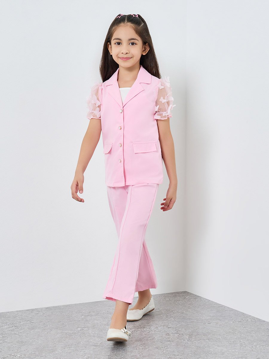 3-Piece Butterfly Applique Coat, Cami and Pants