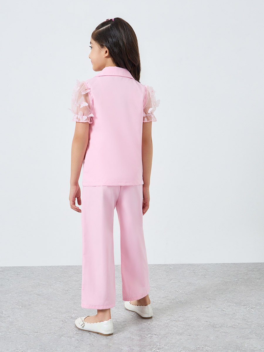 3-Piece Butterfly Applique Coat, Cami and Pants