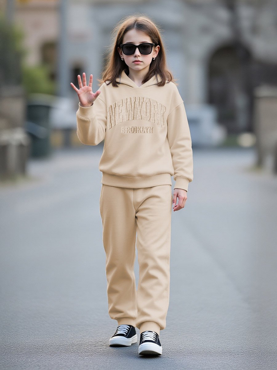 Printed Hoodie with Elastic Waist Jogger Set