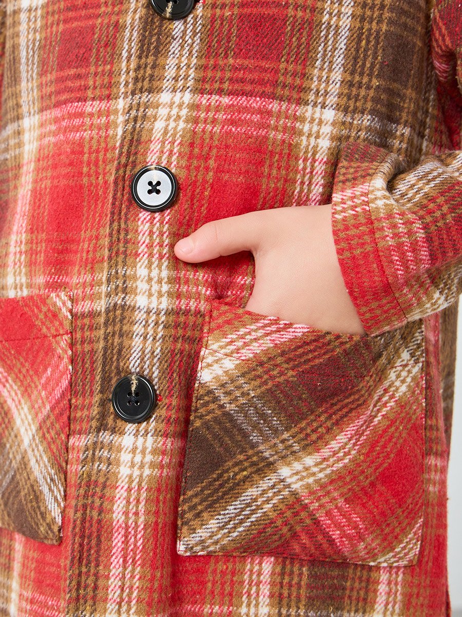 Boys Checked Longline Coat