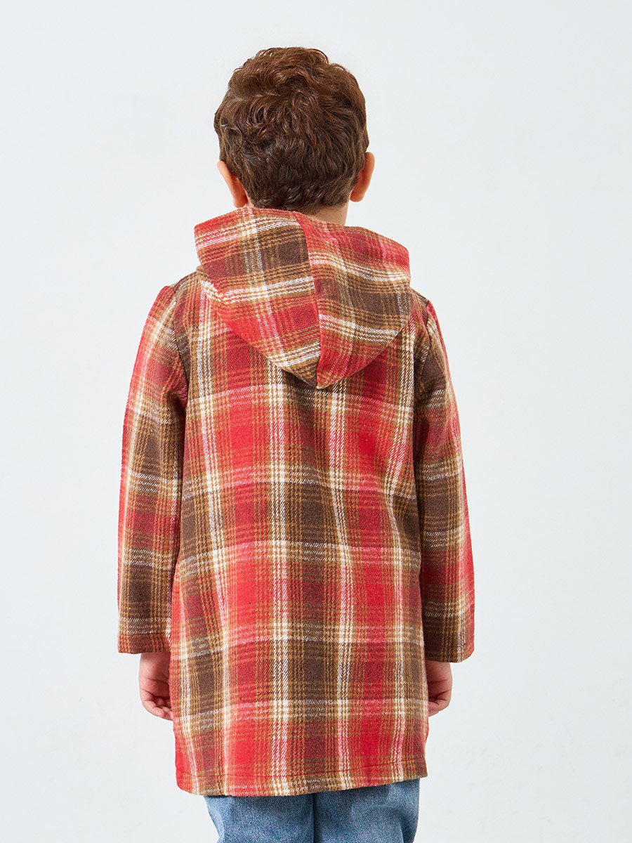 Boys Checked Longline Coat