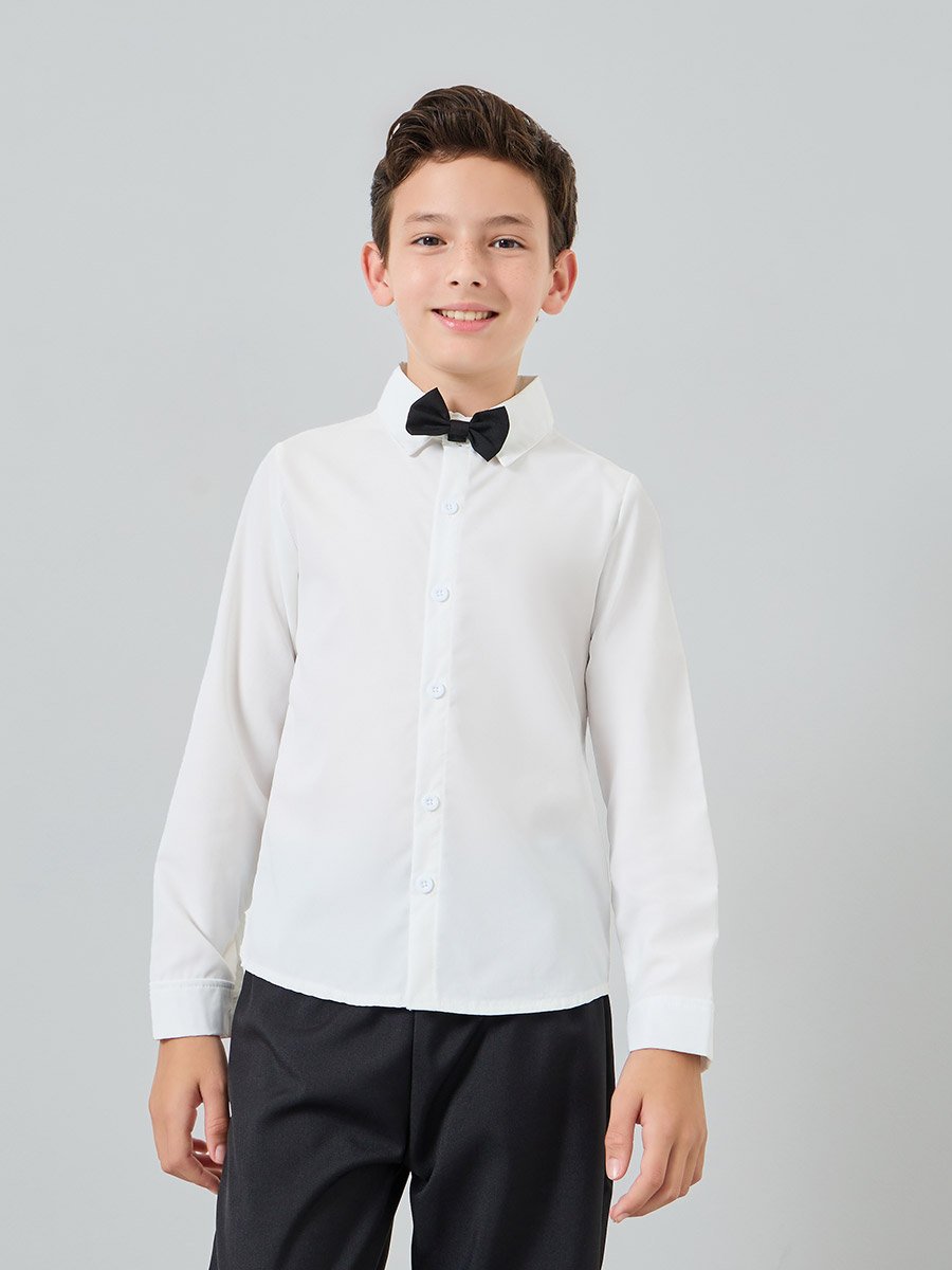 Boys White Shirt with Black Trousers and  Waistcoat with Bow Set