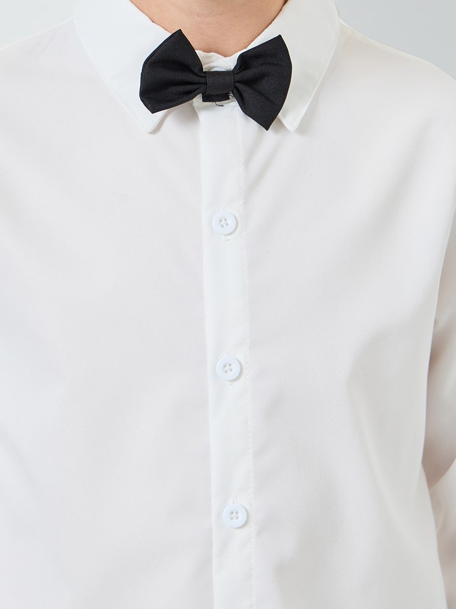 Boys White Shirt with Black Trousers and  Waistcoat with Bow Set