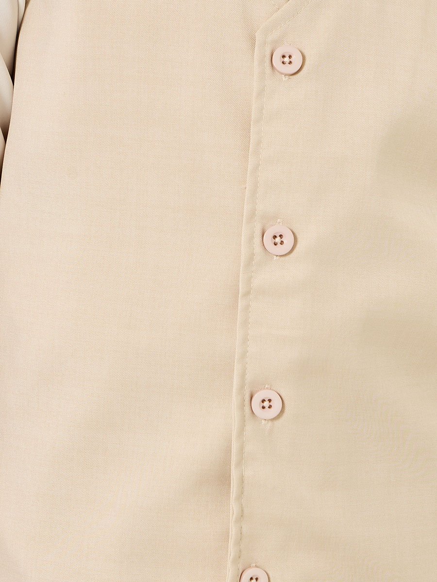 Boys Beige Waistcoat with Pants and Shirt with Bow Set