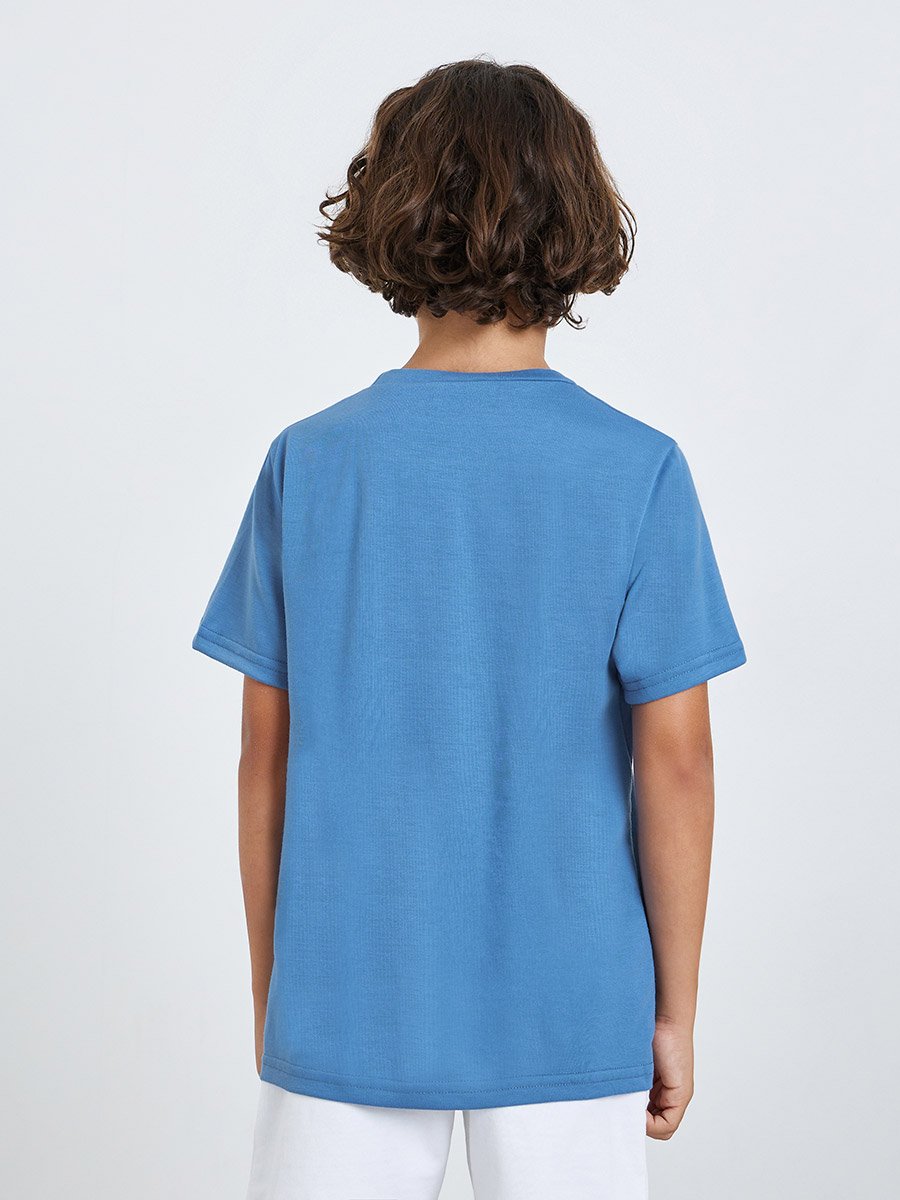 Boys Blue Embossed Detail Oversized T-Shirt