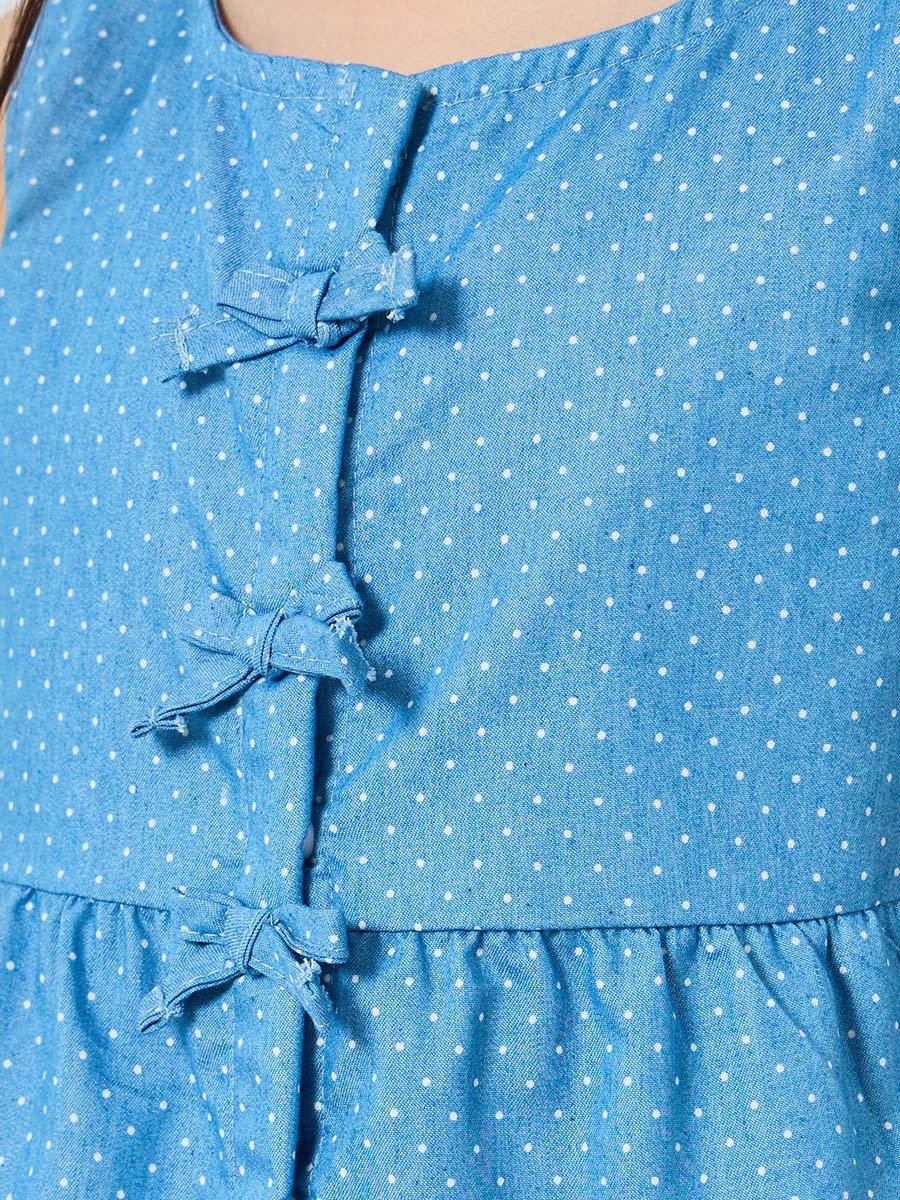 Girls Blue Polka Dot Sleeveless Top