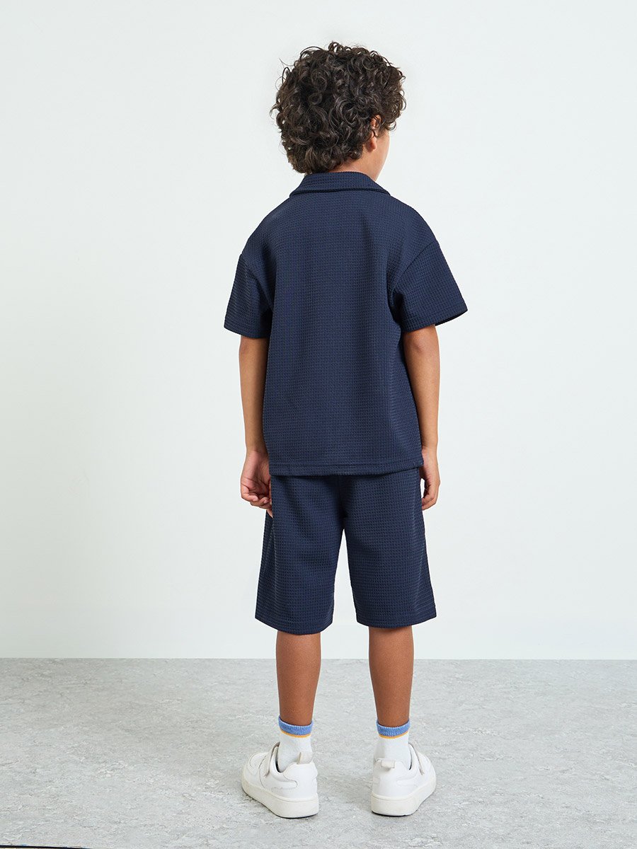 Boys Waffle Knit Shirt and Shorts Set