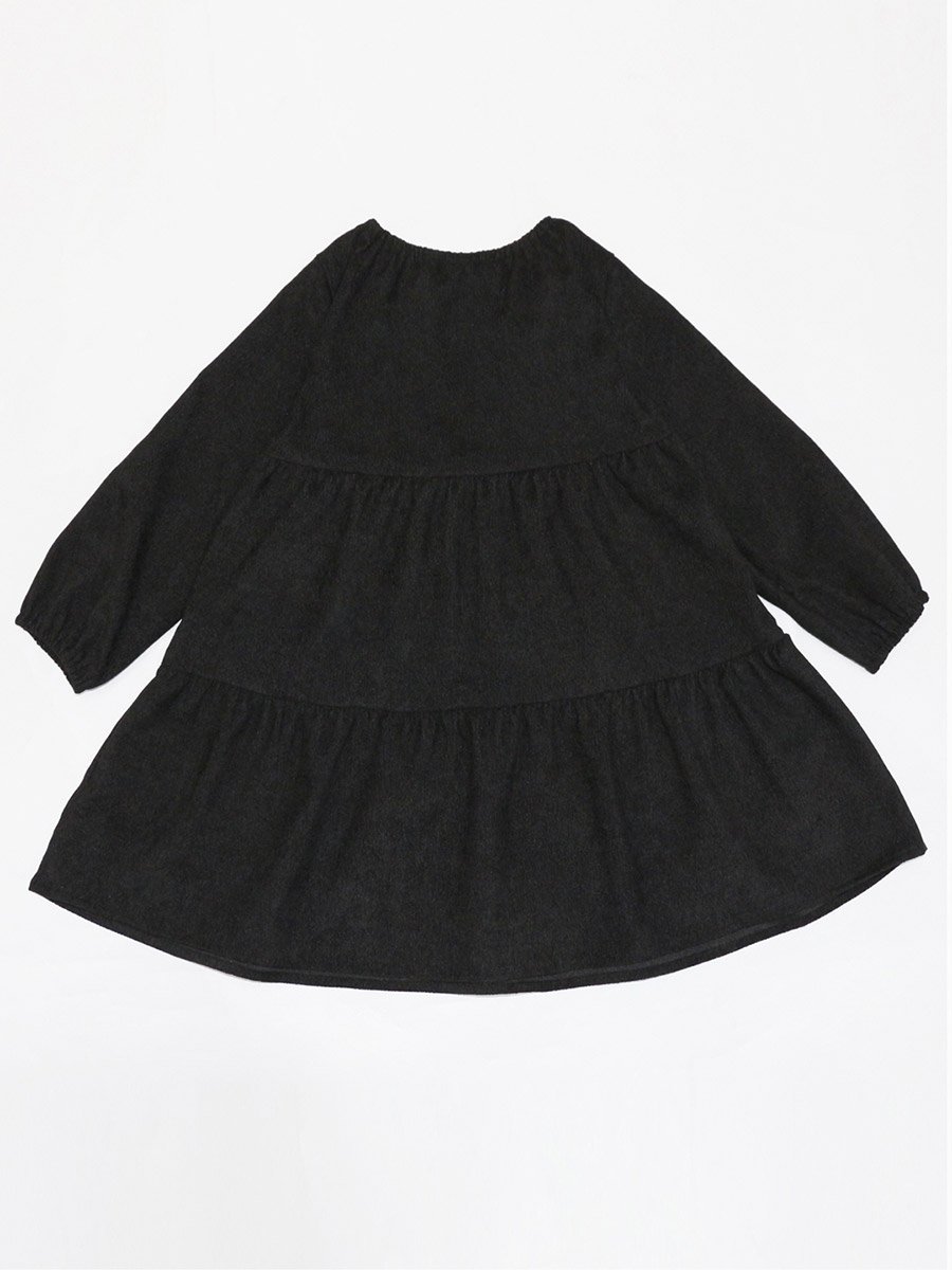Girls Black Solid A-Line Mini Dress