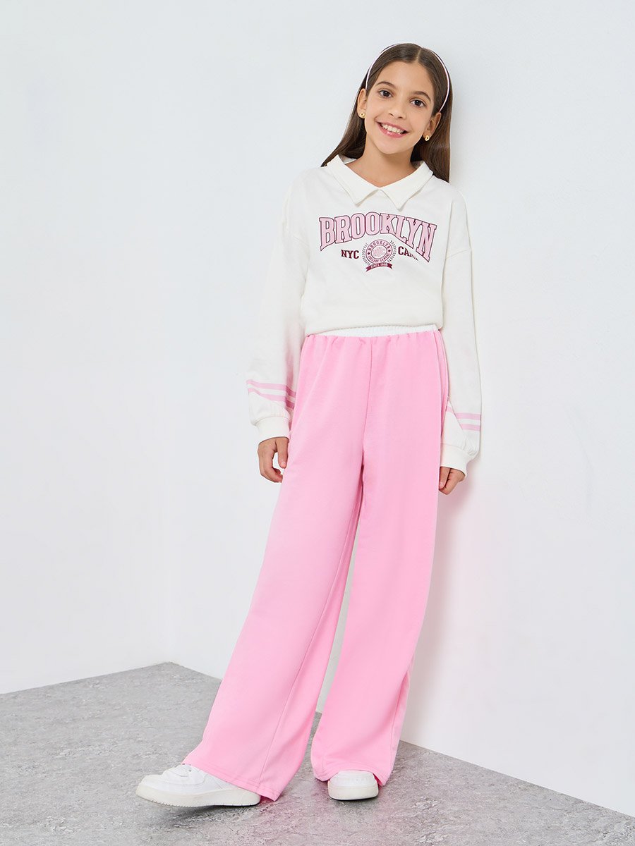 Teens Pink Wide Leg Joggers