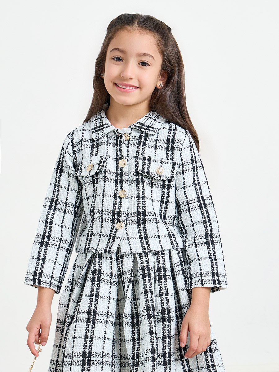 Girls Tweed Top and Skirt Set