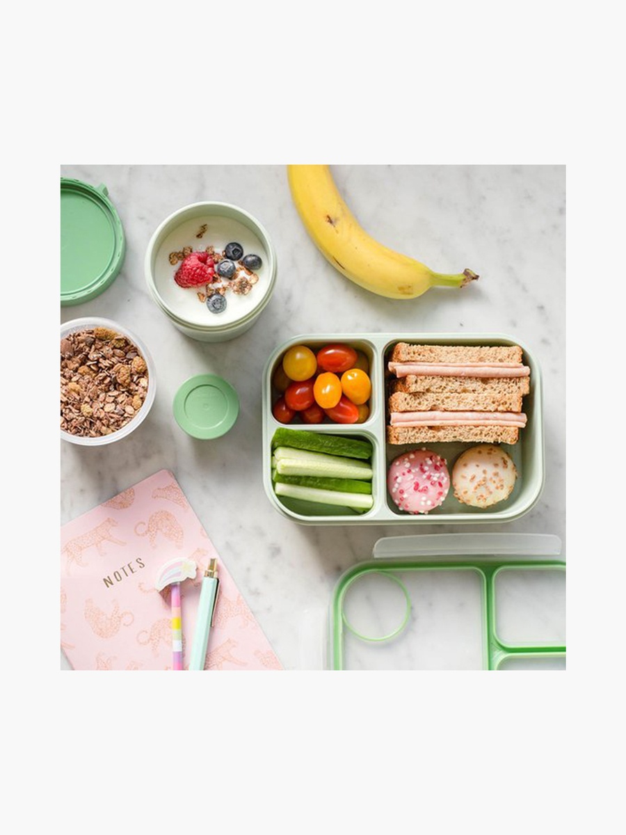 Rectangular 3-Compartment Lunch Box with Clip Lock Lid - 980 ml