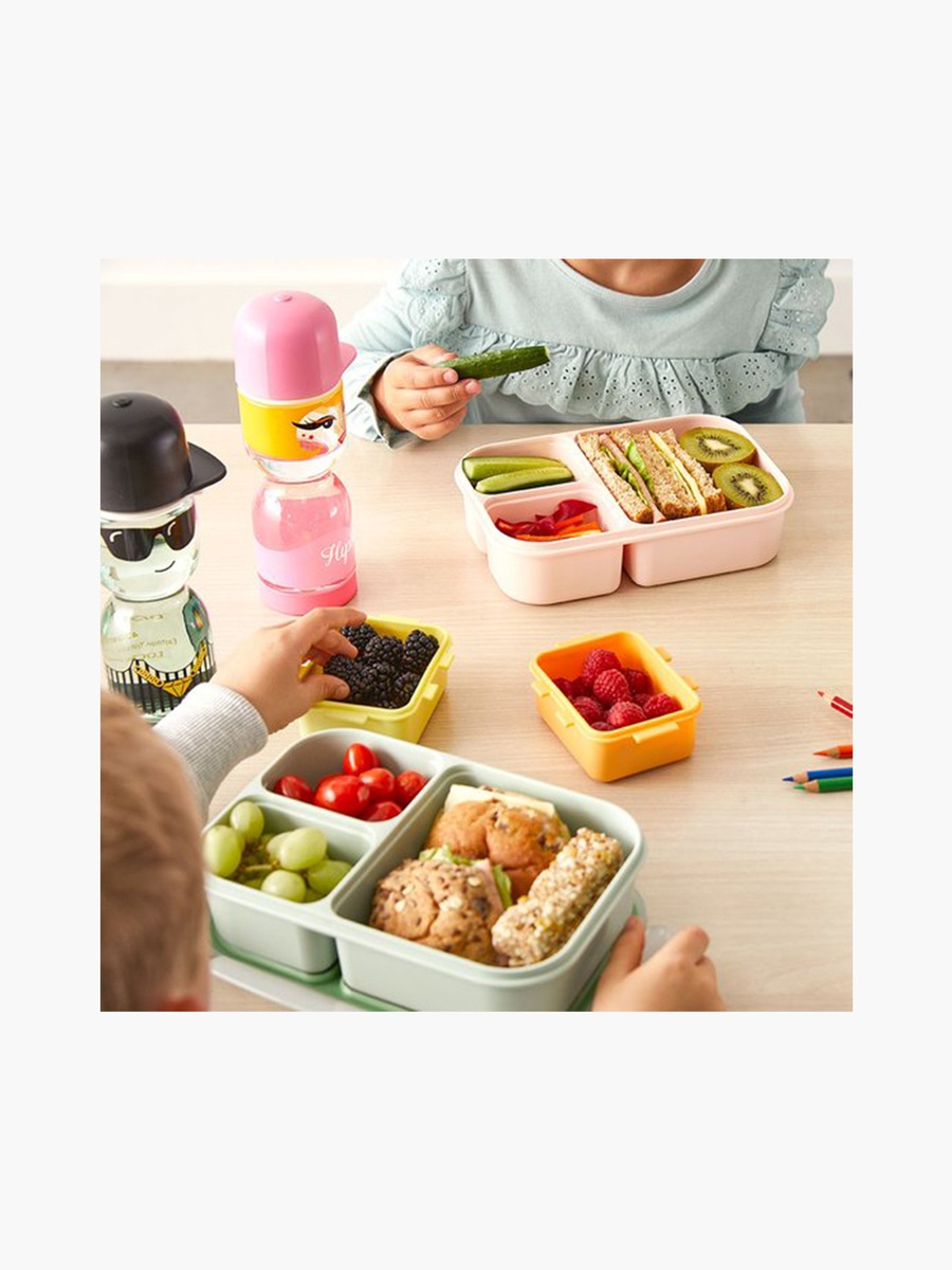 Rectangular 3-Compartment Lunch Box with Clip Lock Lid - 980 ml