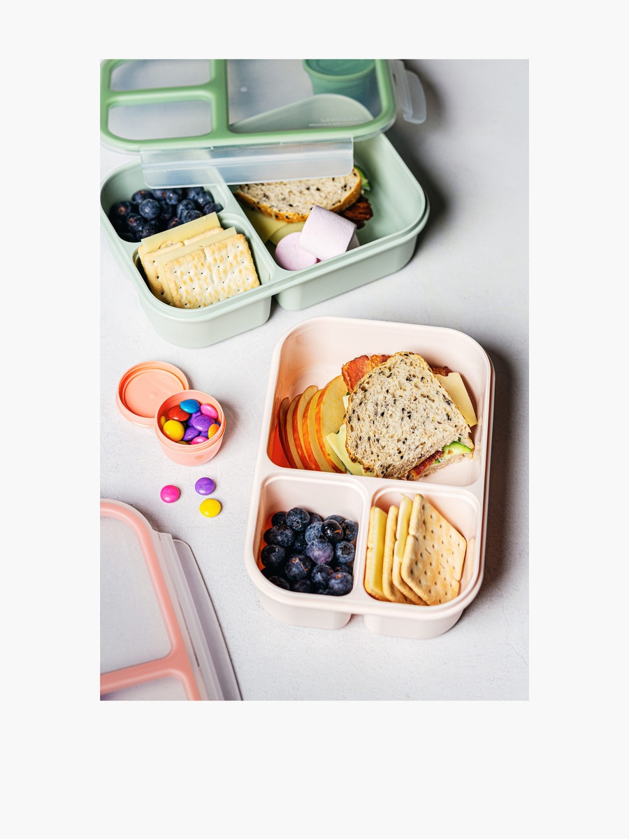 Rectangular 3-Compartment Lunch Box with Clip Lock Lid - 980 ml