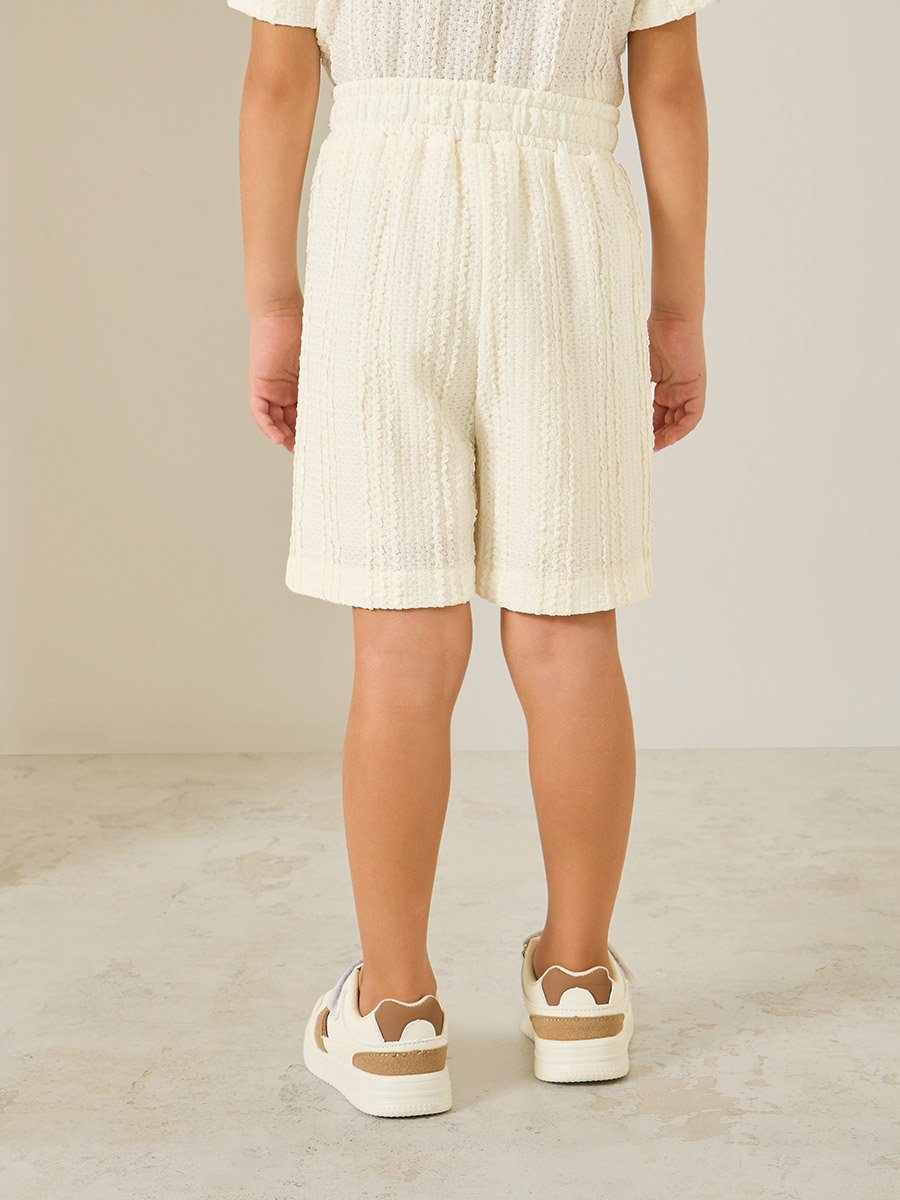 Kids Off White Textured Shorts