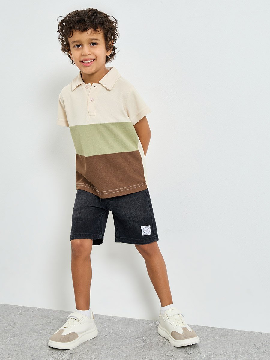 Boys Color Block Polo T-Shirt 