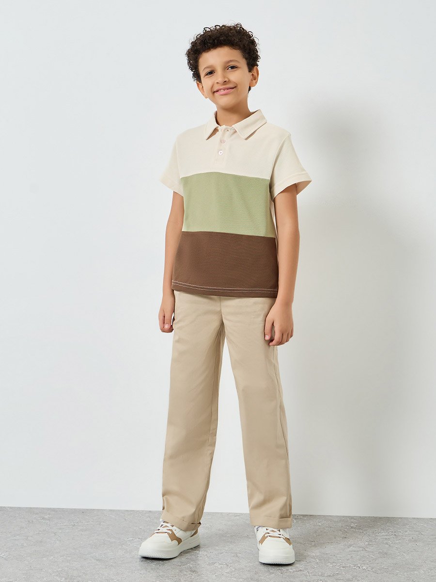 Boys Color Block Short Sleeve Polo