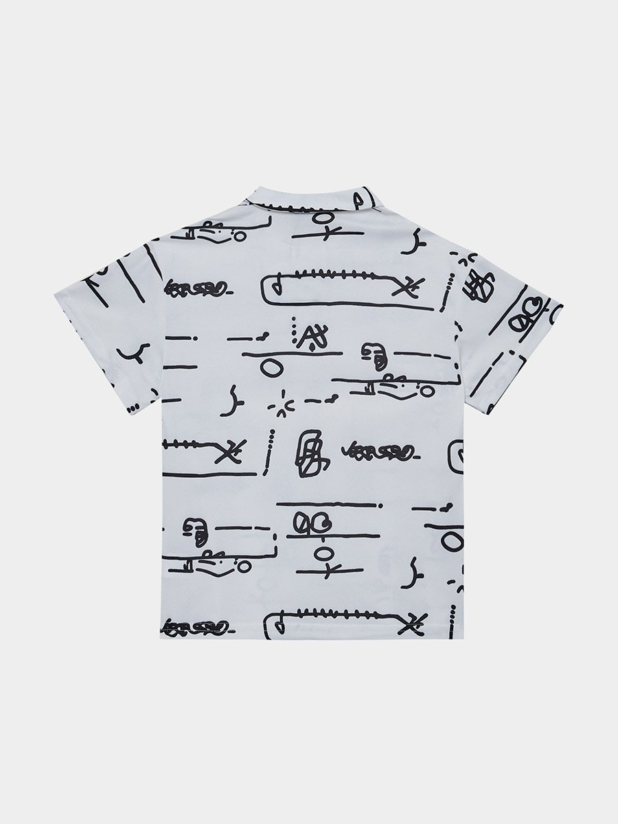 Boys White Graphic Print Polo T-Shirt