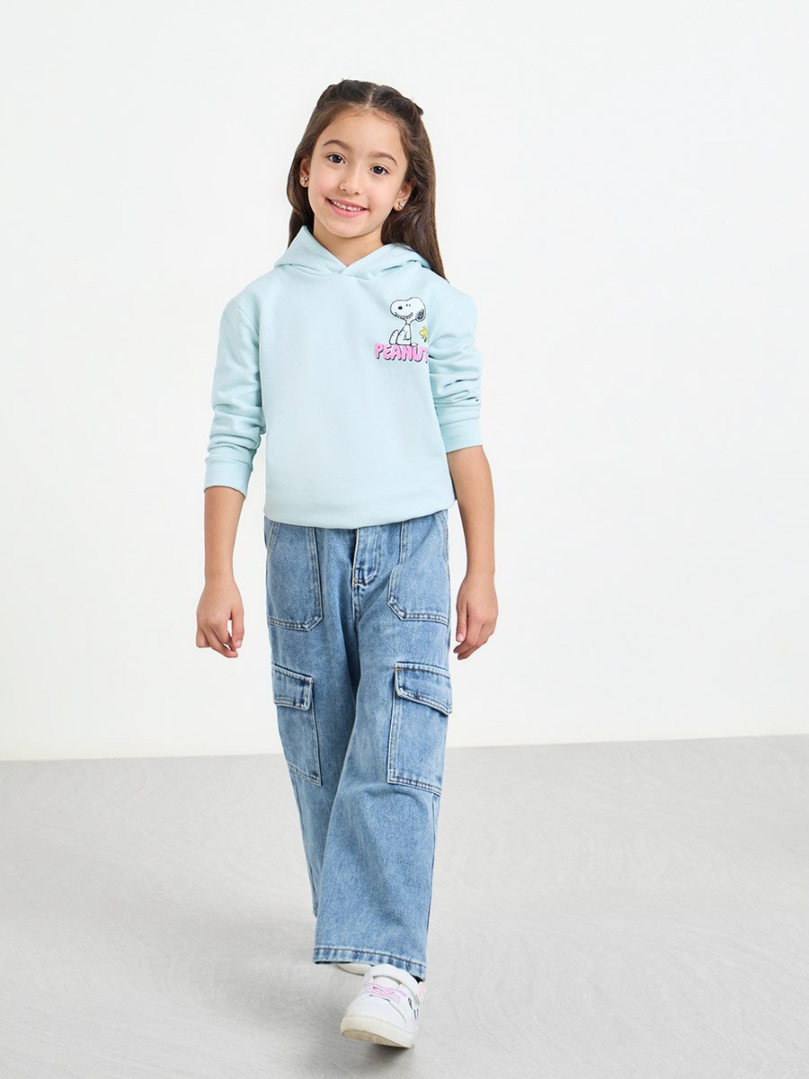 Girls Wide Leg Cargo Jeans