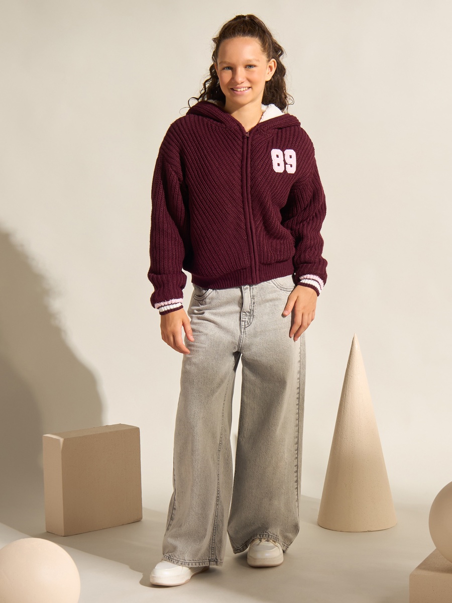 Varsity Applique Oversized Hooded Sweater