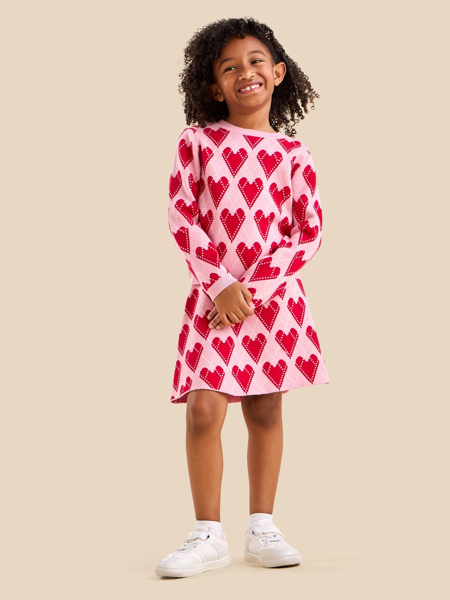 Heart Print Sweater and Skirt Set