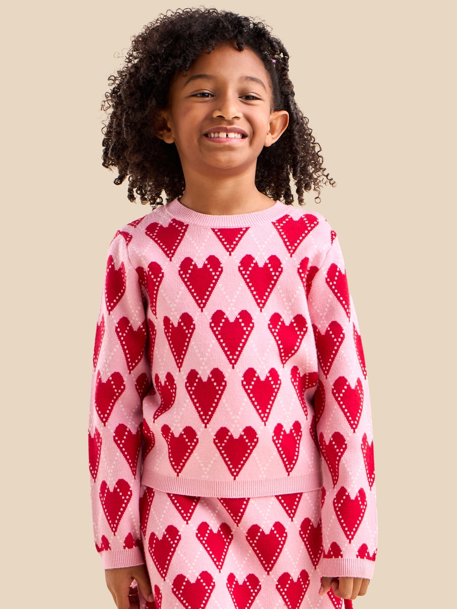 Heart Print Sweater and Skirt Set