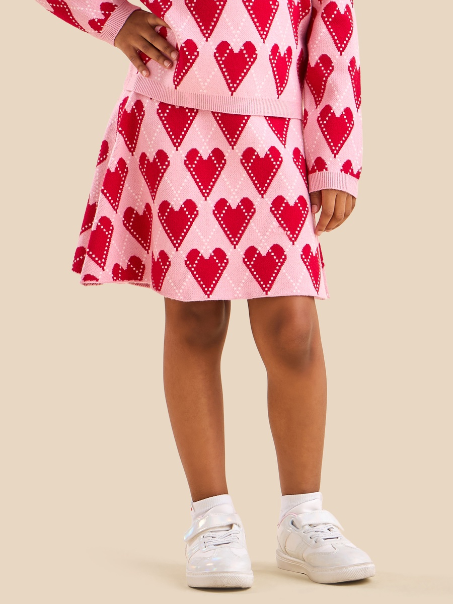 Heart Print Sweater and Skirt Set