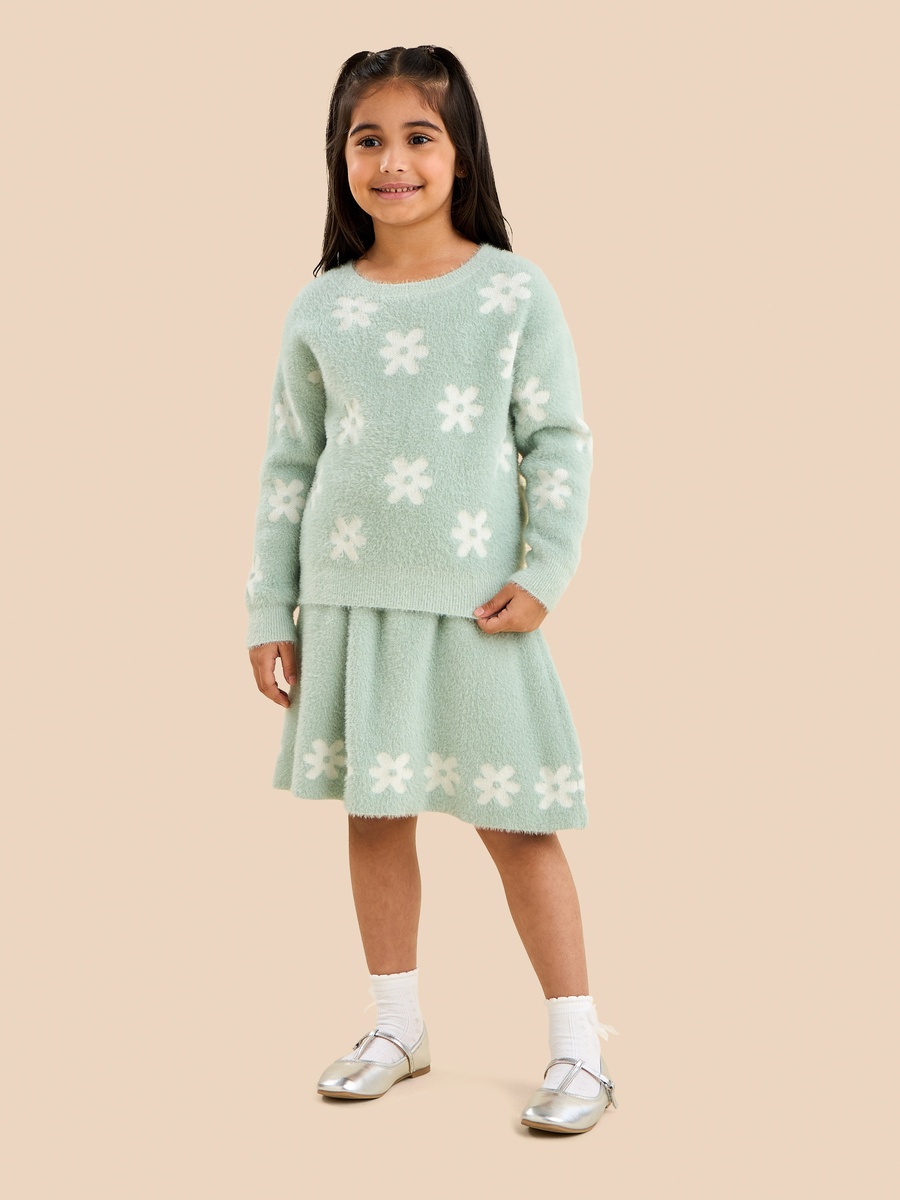 Floral Print Sweater and Skirt Set