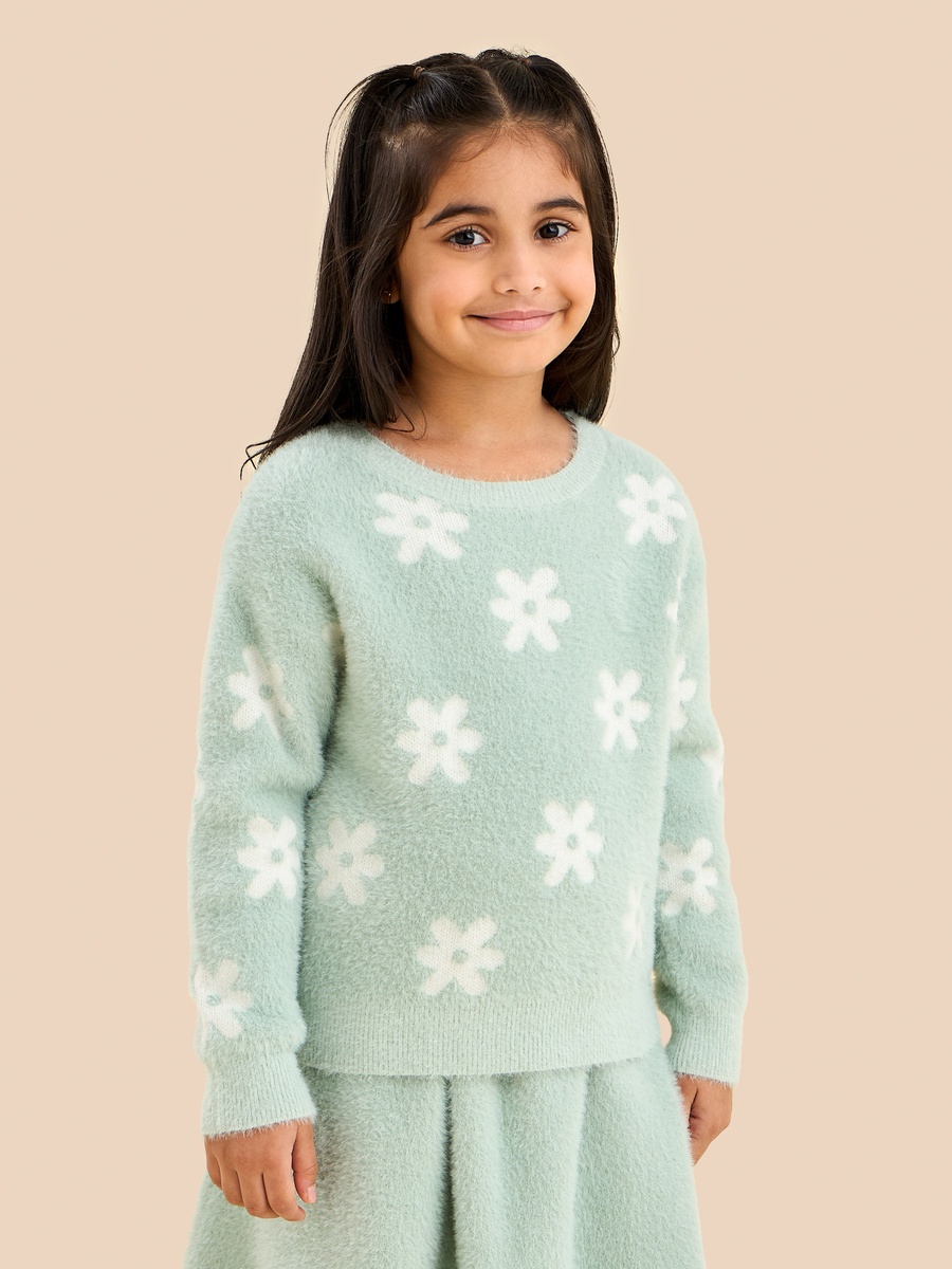 Floral Print Sweater and Skirt Set