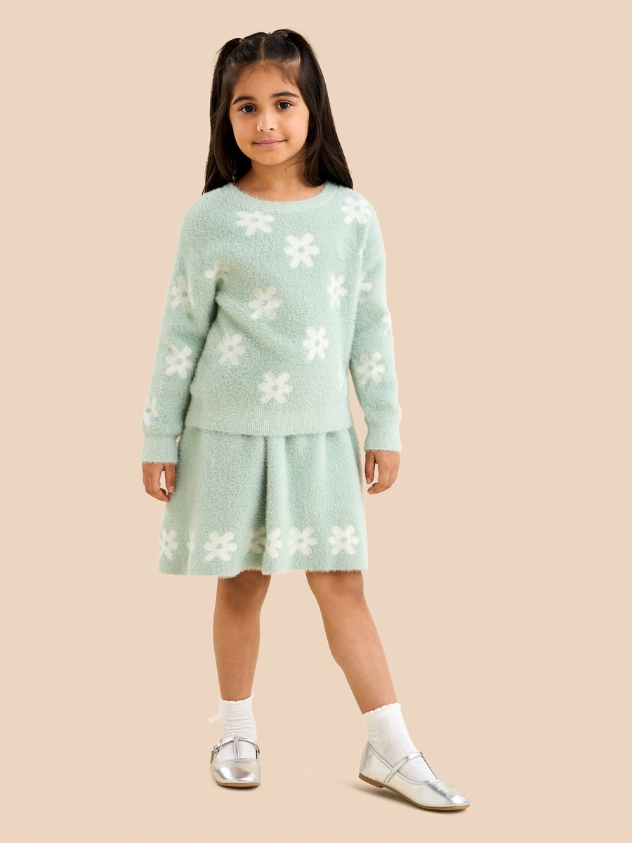 Floral Print Sweater and Skirt Set