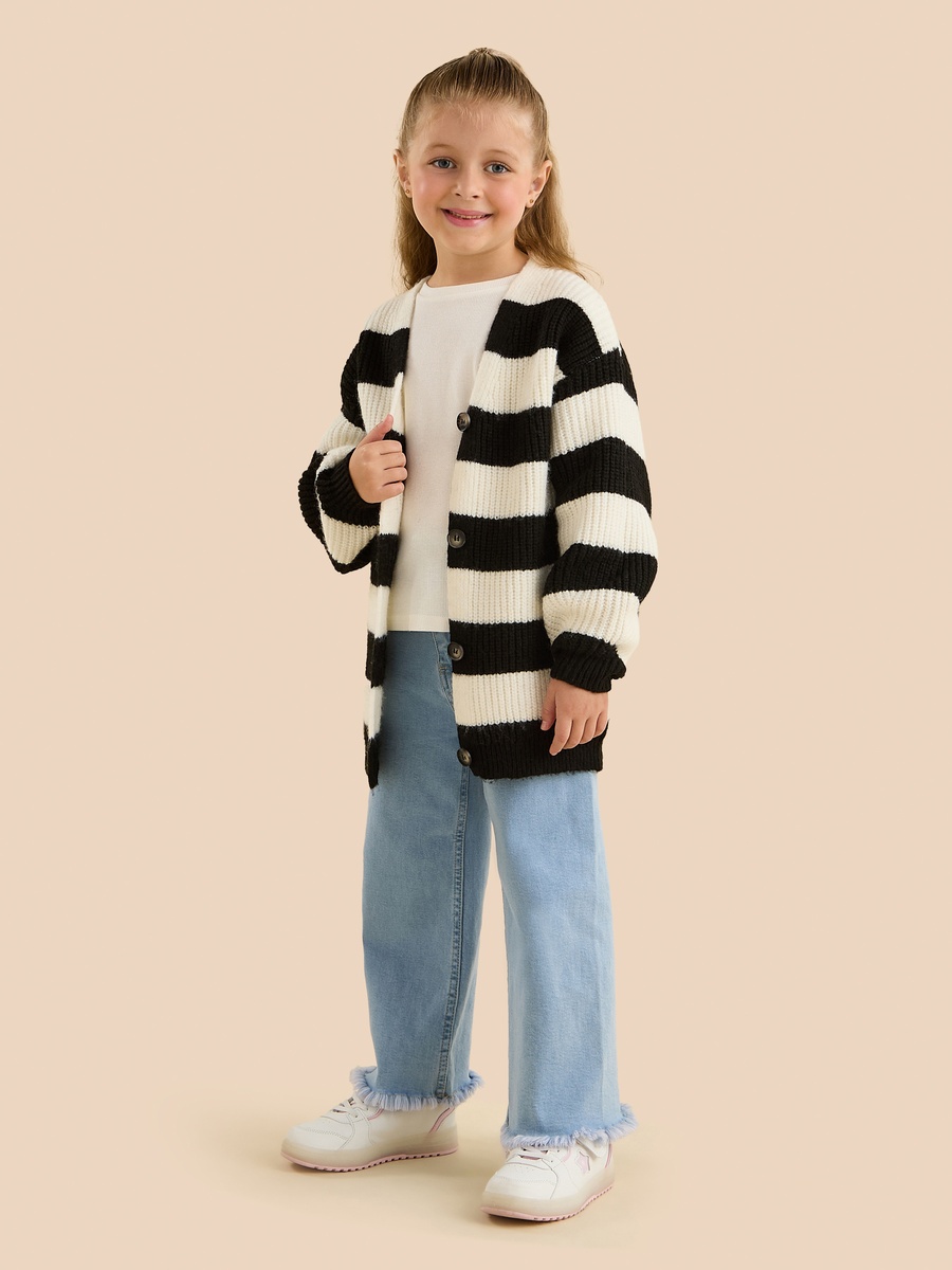Striped Cardigan and T-Shirt Set
