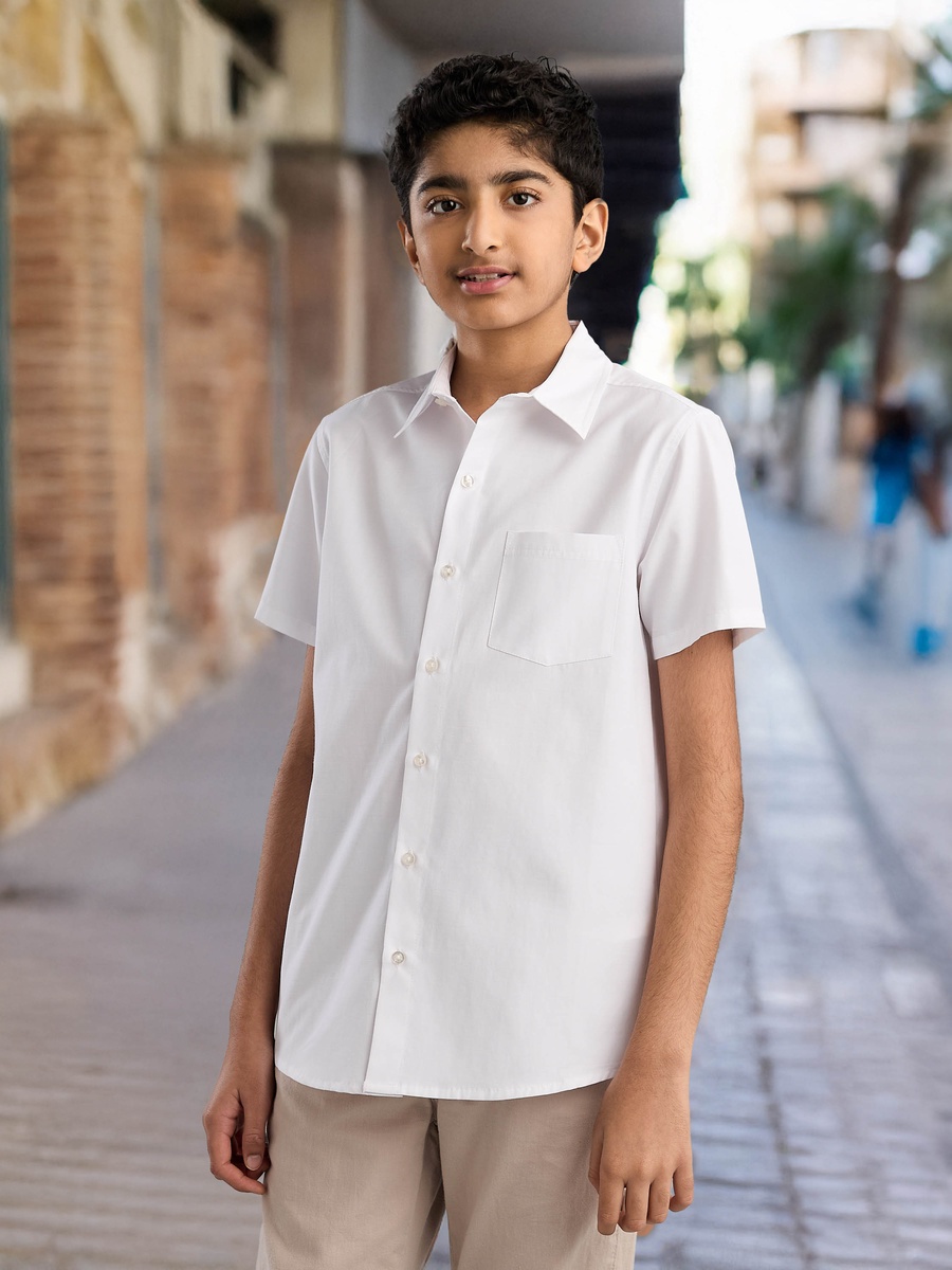 Plain Poplin Shirt with Pocket