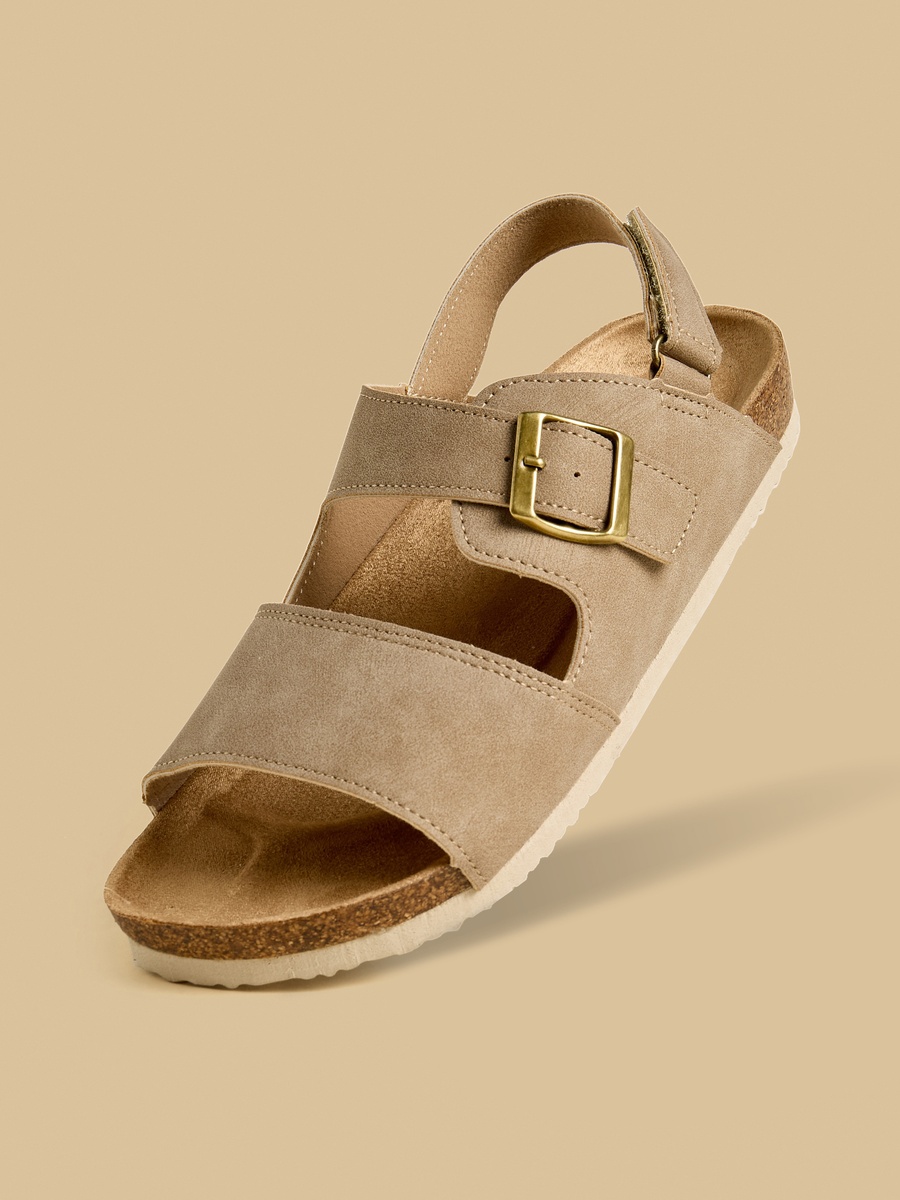Buckle Accent Sandals with Hook and Loop Closure