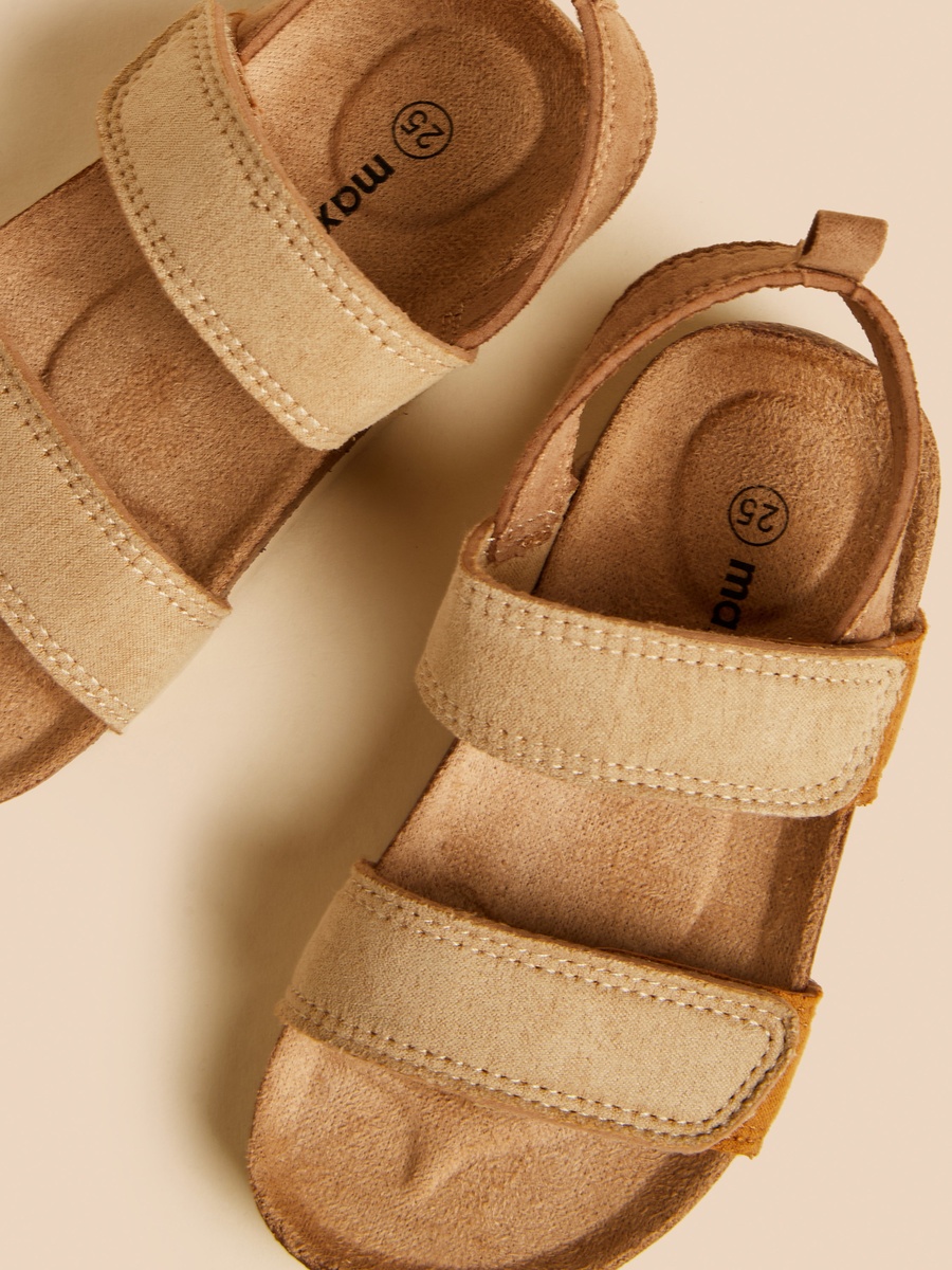 Plain Strappy Sandals with Hook and Loop Closure