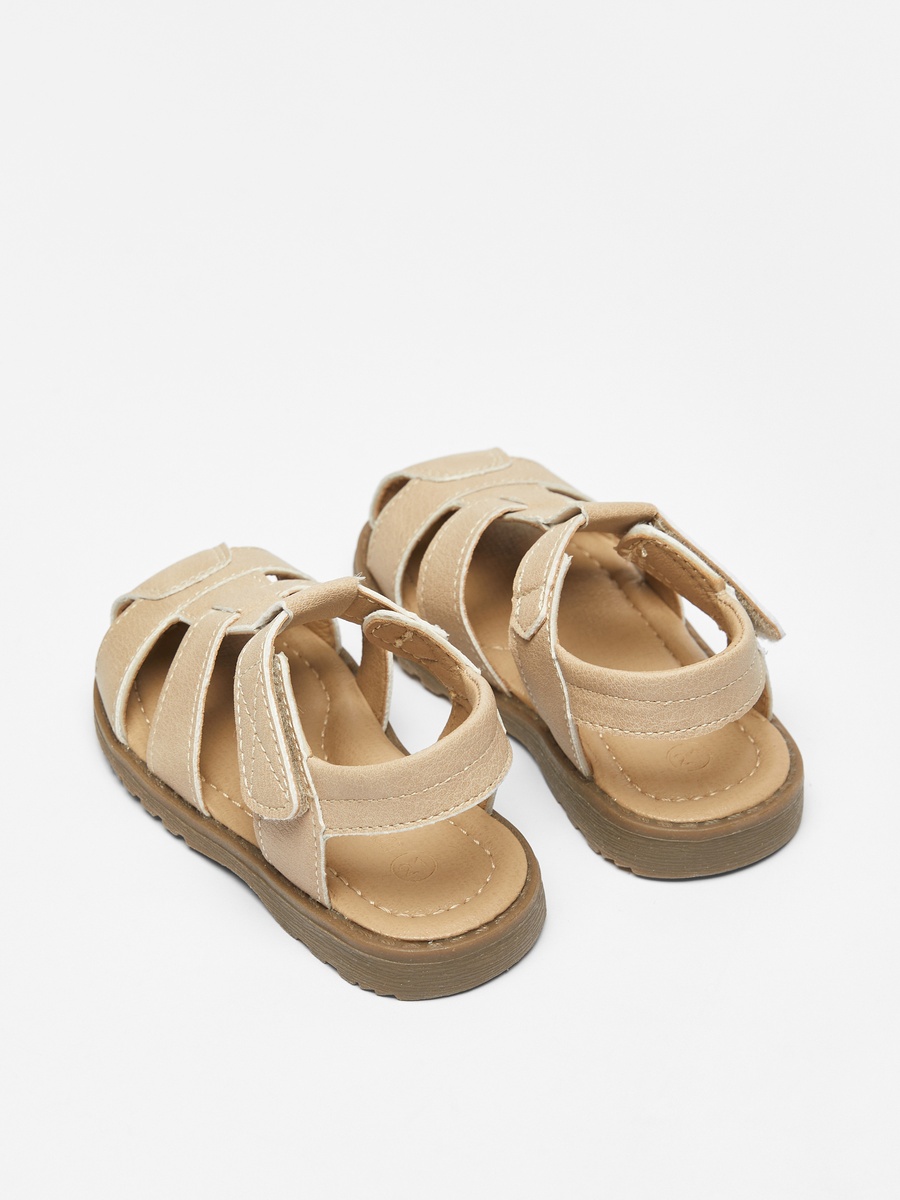 Textured Fisherman Sandals with Hook and Loop Closure
