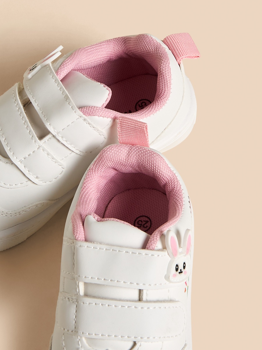 Bunny Printed Sneakers with Hook and Loop Closure