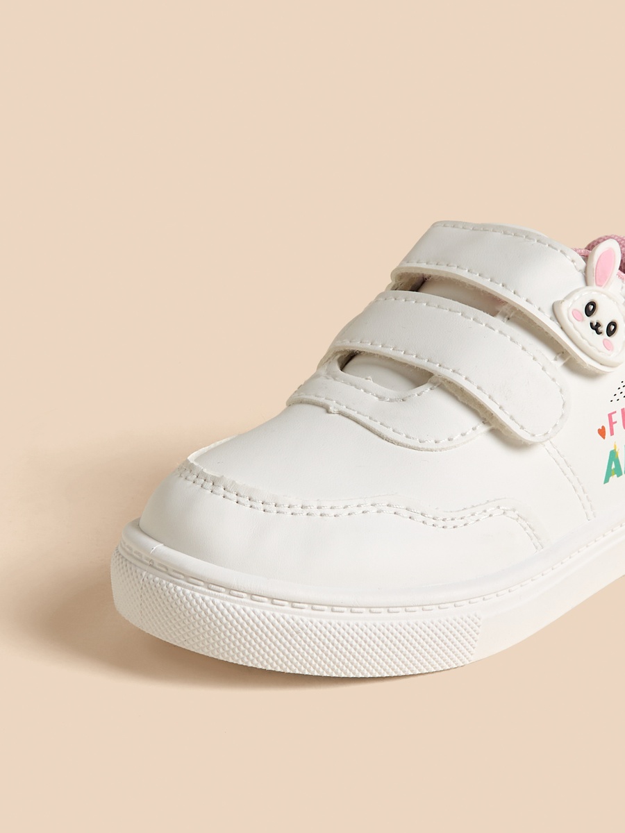 Bunny Printed Sneakers with Hook and Loop Closure