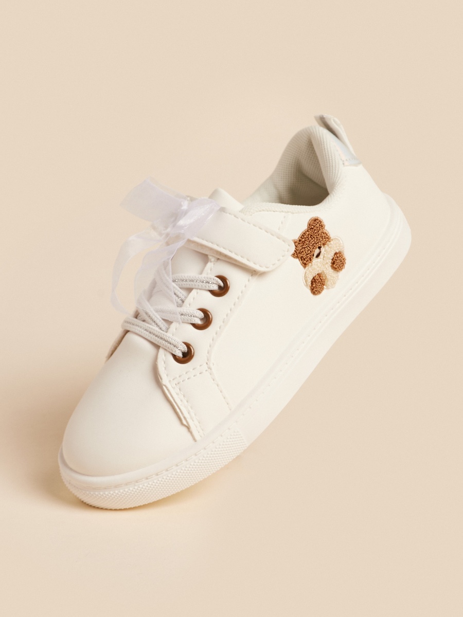 Teddy Applique Lace-Up Sneakers