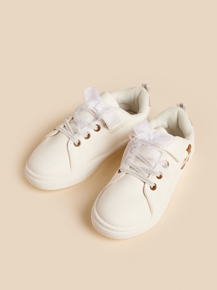 Teddy Applique Lace-Up Sneakers