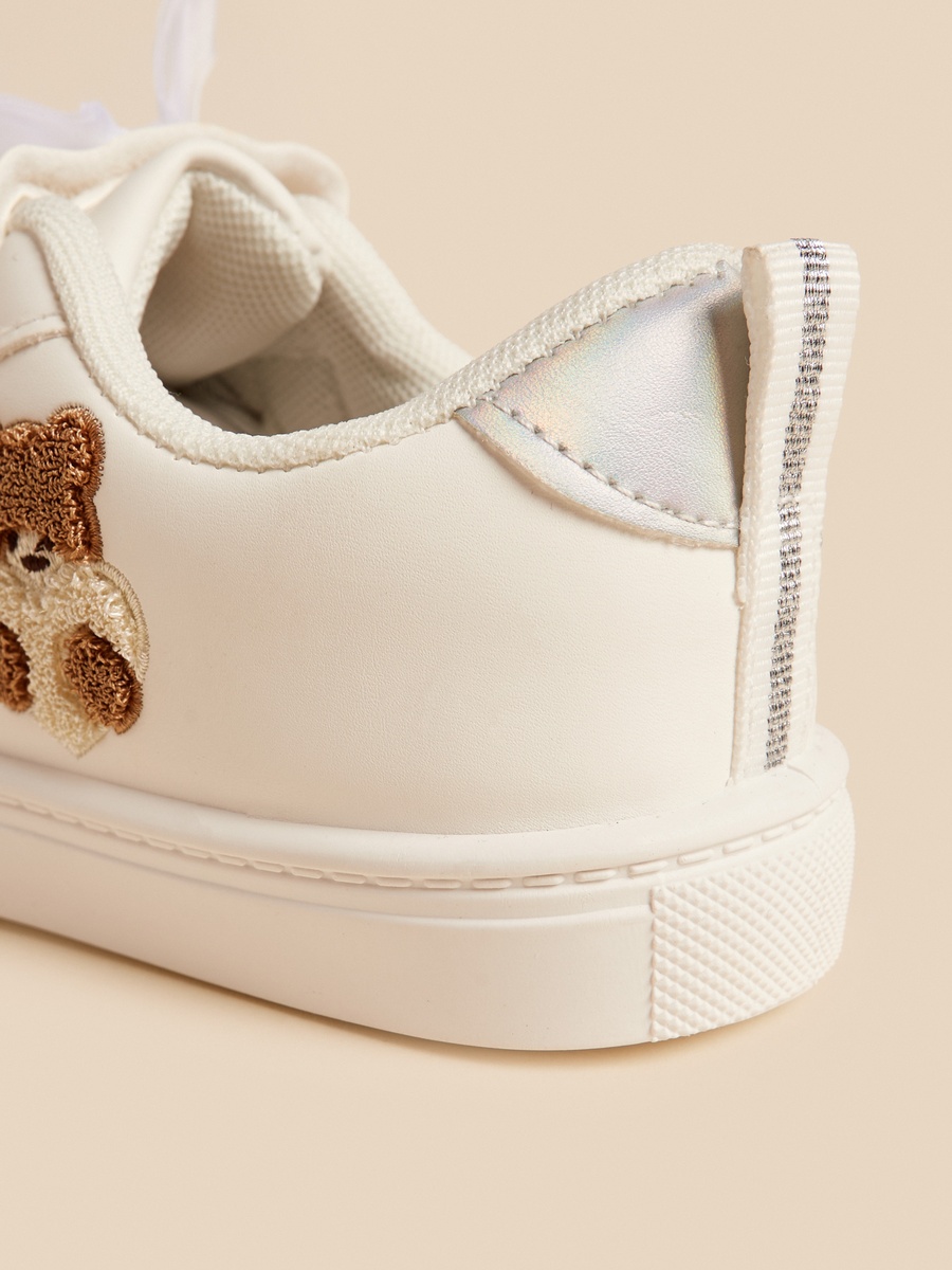 Teddy Applique Lace-Up Sneakers