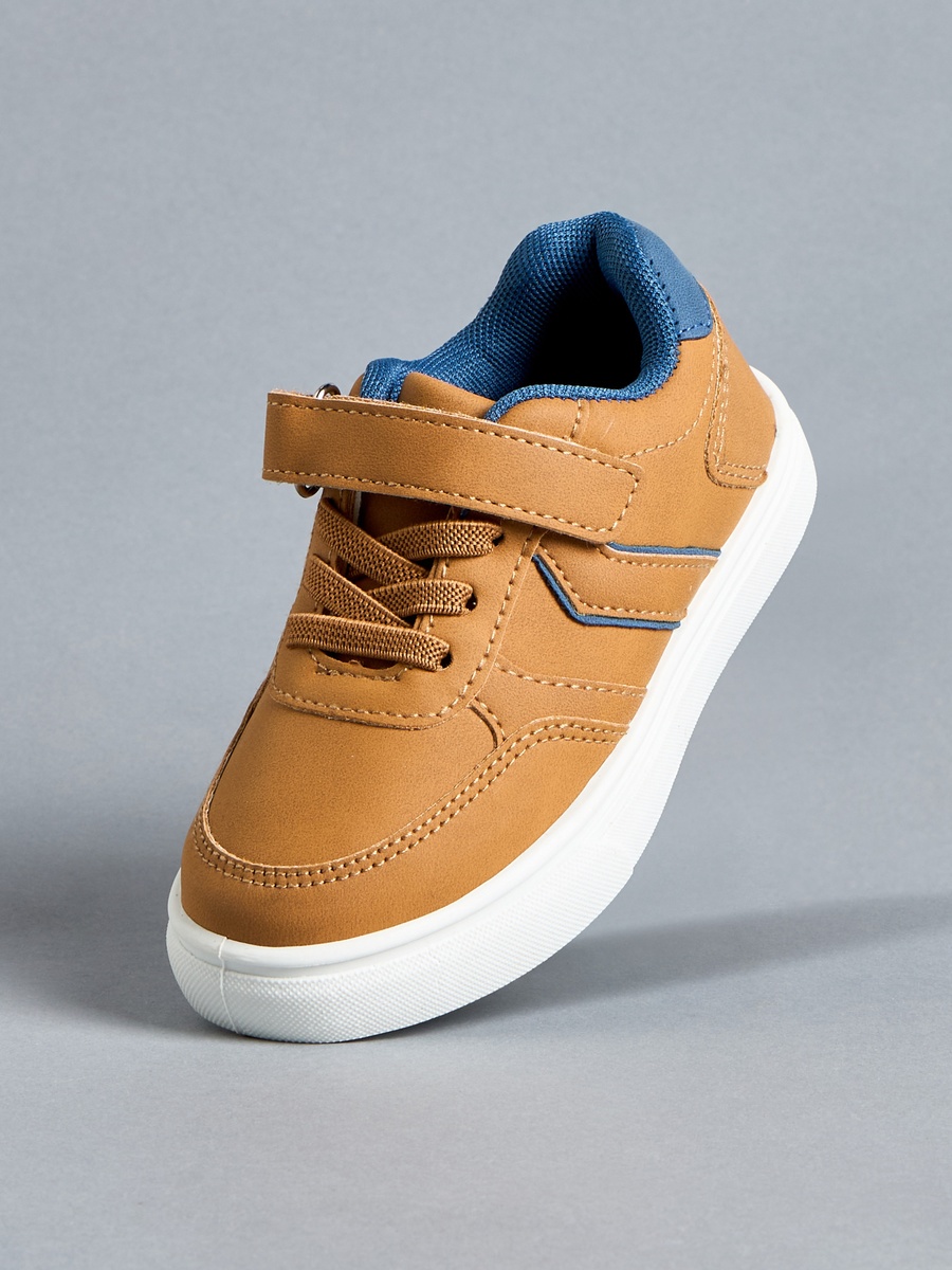 Colourblock Sneakers with Hook and Loop Closure
