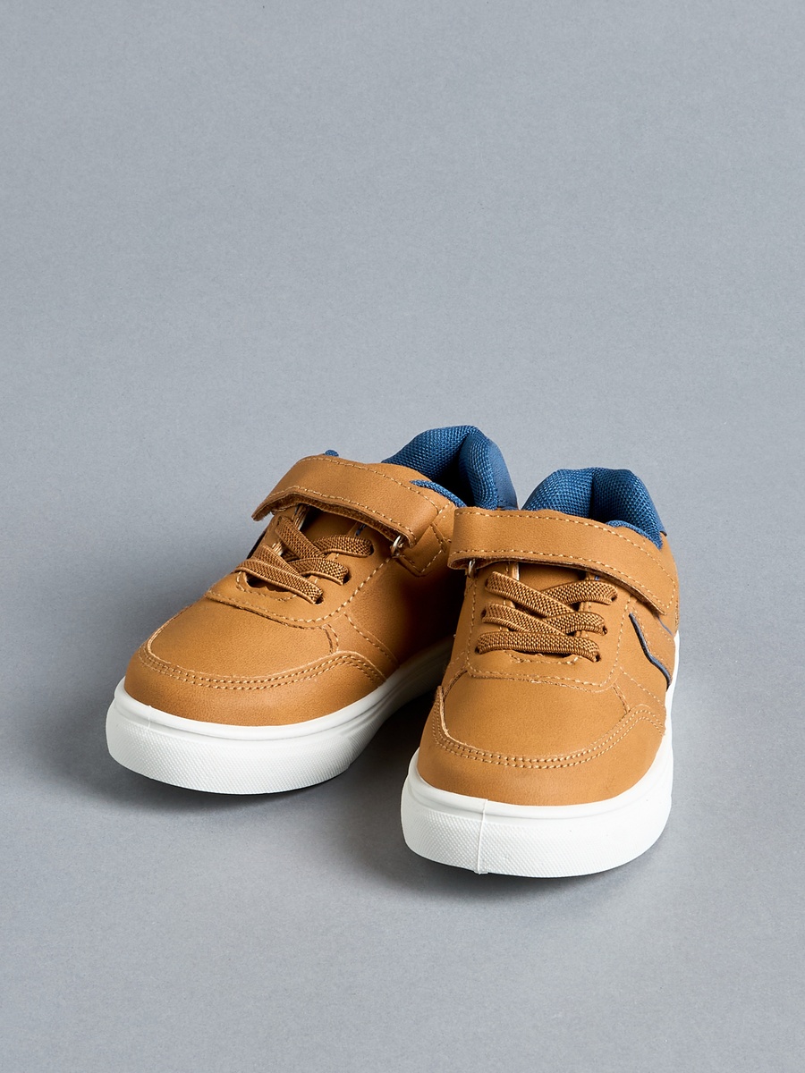 Colourblock Sneakers with Hook and Loop Closure